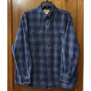 Duluth‎ Trading Company Button Down Long Sleeve Shirt Men Size Large blue plaid